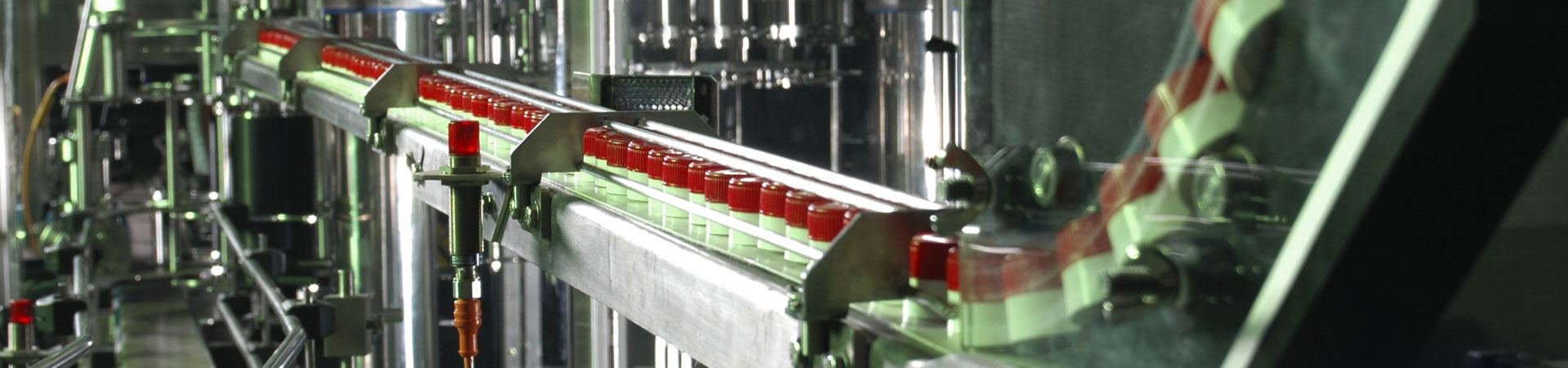 Bottles on an assembly line